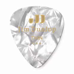 JIM DUNLOP 483P04TH Genuine Celluloid  White Pearloid  Thin  12/Player's Pack