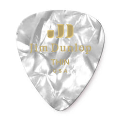 JIM DUNLOP 483P04TH Genuine Celluloid  White Pearloid  Thin  12/Player's Pack
