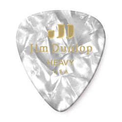 JIM DUNLOP 483P04HV Genuine Celluloid  White Pearloid  Heavy  12/Player's Pack