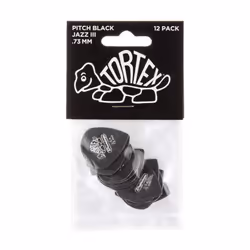 Dunlop 482P.73 Tortex Pitch Black Jazz III  .73mm  12/Player's Pack