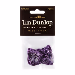 JIM DUNLOP 483P13MD Genuine Celluloid  Purple Pearloid  Medium  12/Player's Pack