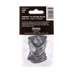 JIM DUNLOP 462P1.35 Tortex TIII  Black  1.35mm  12/Player's Pack