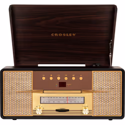 Crosley CR7016A-MA Rhapsody 3-Speed Turntable with Bluetooth  AM/FM Radio  CD Player  and Aux-in  Mahogany