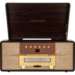 Crosley CR7016A-MA Rhapsody 3-Speed Turntable with Bluetooth  AM/FM Radio  CD Player  and Aux-in  Mahogany