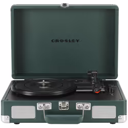 Crosley CR8005F-EM Cruiser Plus Vintage 3-Speed Bluetooth in/Out Suitcase Vinyl Record Player Turntable Dark Emerald