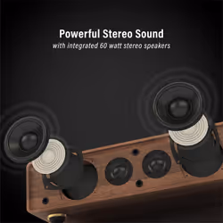 Crosley CR6046A-WAGL Stave 2-Speed Bluetooth Record Player Turntable with Built-in Speakers  Walnut