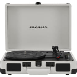 Crosley CR8005DP-WF Cruiser Plus Vintage 3-Speed Bluetooth in/Out Suitcase Vinyl Record Player Turntable  White Farmhouse