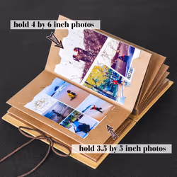 Mudder Scrapbooks Hardcover Photo Albums 4 x 6 Inch Photos Hand Made Kraft Paper for DIY Scrapbooking Anniversary Sketchbook Wedding Valentines Day Gi