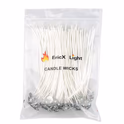 EricX Light 100 Piece Natural Candle Wick, Low Smoke 6 Pre-Waxed & 100% Natural Cotton Core,For Candle Making,Candle DIY