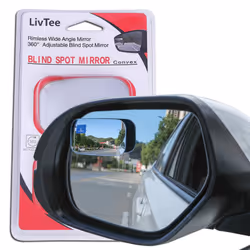 LivTee Blind Spot Mirror, Rectangle Shaped HD Glass Frameless Convex Rear View Mirror with Wide Angle Adjustable Stick for Ca ...