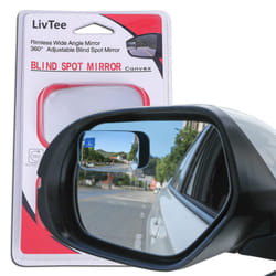 LivTee Blind Spot Mirror, Rectangle Shaped HD Glass Frameless Convex Rear View Mirror with Wide Angle Adjustable Stick for Cars SUV and Trucks, Pack