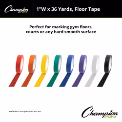 Champion Sports Vinyl Tape  2  Wide x 36 Yards Long  Red - Durable Floor Marking Tape for Social Distancing  School  Gyms  Restaurants - Tough Floor T