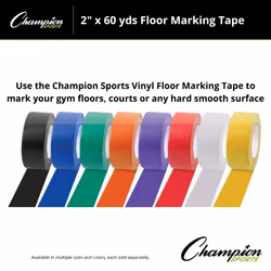 Champion Sports Vinyl Tape  2  Wide x 60 Yards Long  White - Durable Floor Marking Tape for Social Distancing  School  Gyms  Restaurants - Tough Floor