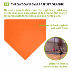 Champion Sports Throwdown Base Set: 4 Baseball & Softball Rubber Throw Down Bases - Training & Practice Equipment  Orange   1"""" x 17"""" x 17""""