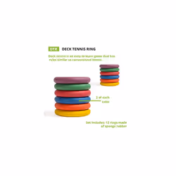Champion Sports Deck Tennis Rings: Outdoor Party, Beach & Playground Game for Adults, Kids & Families - Set of 12 Rubber Disks for Tennikoit Games