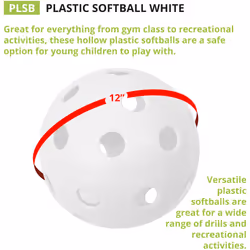 Champion Sports 12 Hollow Plastic Softballs - Athletic Softball Equipment - - Practice Softballs Plastic Hollow - Regulation Size Balls - Lightweight