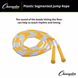 Champion Sports Classic Plastic Segmented Beaded Jump Ropes - Phys. Ed  Gym  Fitness and Recreational Use  8'L  Yellow/White