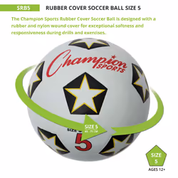 Champion Sports Rubber Cover Soccer Ball - Size 5
