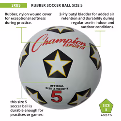 Champion Sports Rubber Cover Soccer Ball - Size 5