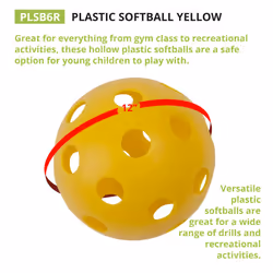 Champion Sports 12"" Hollow Plastic Softball Set - Athletic Softball Equipment - Practice Softballs Plastic Hollow - Regulation Size Balls - Fun for A