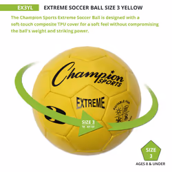 Champion Sports Extreme Series Soccer Ball  Size 3 - Youth League  All Weather  Soft Touch  Maximum Air Retention - Kick Balls for Kids Under 8 - Comp