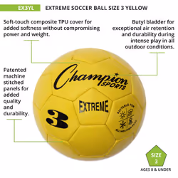Champion Sports Extreme Series Soccer Ball  Size 3 - Youth League  All Weather  Soft Touch  Maximum Air Retention - Kick Balls for Kids Under 8 - Comp