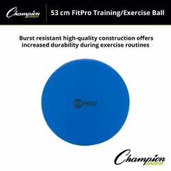 Champion Sports Exercise  Stability  Balance Ball  52 cm  Blue - Premium Quality  Pop-Resistant Gym Medicine Balls for Strength and Core Training  Reh