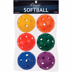 Champion Sports 12"" Hollow Plastic Assorted Color Softball Set - Athletic Softball Equipment - Practice Softballs Plastic Ho ...