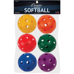 Champion Sports 12"" Hollow Plastic Assorted Color Softball Set - Athletic Softball Equipment - Practice Softballs Plastic Hollow - Regulation Size -