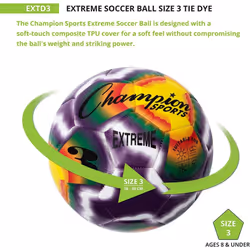 Champion Sports Extreme Tie Dye Size 3 Composite Soccer Ball