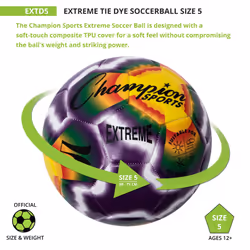 Champion Sports Extreme Stitched Soccer Ball  Size 5  Multi Tie Dye