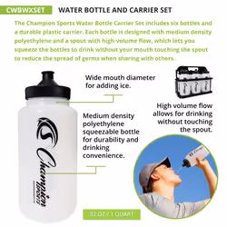 Champion Sports Plastic Water Bottle Set  Quart  Black