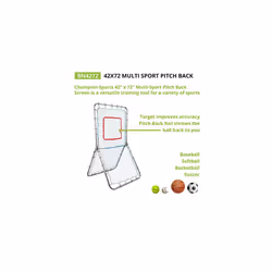 Champion Sports BN4272 Rebound Pitchback Net, Adjustable Training Practice Rebounder Bounceback Screen