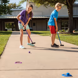 Champion Sports Mini Golf Clubs: Multi Colored Putt Putt Miniature Golfing Set for Kids - 6 Putters 18 Holes & 18 Balls