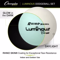 Champion Sports Premium Rhino Skin Dodgeballs with Mesh Storage Bag  Set of 6 - Glow in the Dark Playground Balls for Outdoor Games and Gym Class - Lo