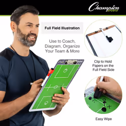 Champion Sports Dry Erase Clipboard for Coaching Lacrosse - Whiteboards for Strategizing  Techniques  Plays - 2-Sided Clipboards with Clip - Front Sid