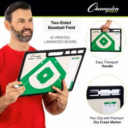 Champion Sports XL Dry Erase Board for Coaching Baseball - Whiteboards for Strategizing  Techniques  Plays - 2-Sided Game Boards with Handle - Front S