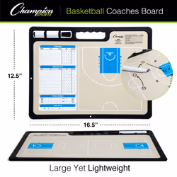 Champion Sports XL Dry Erase Board for Coaching Basketball - Whiteboards for Strategizing  Techniques  Plays - 2-Sided Game Boards with Handle - Front