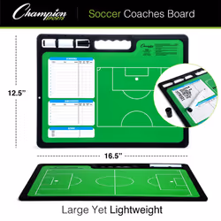 Champion Sports XL Dry Erase Board for Coaching Soccer - Whiteboards for Strategizing  Techniques  Plays - 2-Sided Game Boards with Handle - Front Sid