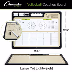 Champion Sports XL Dry Erase Board for Coaching Volleyball - Whiteboards for Strategizing  Techniques  Plays - 2-Sided Game Boards with Handle - Front