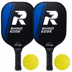 Champion Sports Wooden Pickleball Paddle Set: Rhino Edge Wood Pickleball Paddle - Indoor/Outdoor Pickle Ball Paddles - Red/Bl ...