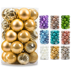 AMS 34ct Christmas Ball Mini Ornaments Party Decorations Shatterproof Festival Pendant Hangings for Xmas Tree Decor1.57''/40mm,Gold