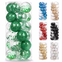 AMS 2.76""/24ct Shatterproof Clear Plastic Christmas Ball Ornaments De