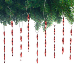 AMS Christmas Tree Ornaments 24PCS Aluminum Twisted Icicles Ornament Set for Christmas Tree New Year Party Decorations SuppliesShiny 7",Red
