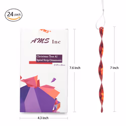 AMS Christmas Tree Ornaments 24PCS Aluminum Twisted Icicles Ornament Set for Christmas Tree New Year Party Decorations SuppliesShiny 7",Red