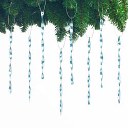 AMS Christmas Tree Ornaments 24PCS Aluminum Twisted Icicles Ornament Set for Christmas Tree New Year Party Decorations SuppliesShiny 7 Light Blue