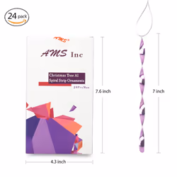 AMS Christmas Tree Ornaments 24PCS Aluminum Twisted Icicles Ornament Set for Christmas Tree New Year Party Decorations Supplies(Shiny 7"" Light Purple