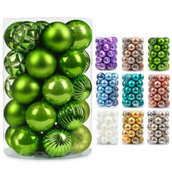 AMS 2.36''/60mm 34ct Christmas Ball Large Ornaments Party Decorations Shatterproof Festival Pendant Hangings for Xmas Tree Decor 60mm,Green