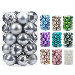 AMS 2.36''/60mm 34ct Christmas Ball Large Ornaments Party Decorations Shatterproof Festival Pendant Hangings for Xmas Tree Decor 60mm, Sivler