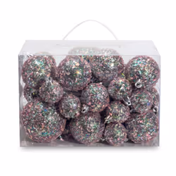 AMS 34ct Handmade Iridescent Christmas Balls Shatterproof Xmas Ornaments Glitter Special Color DecorationGray Iridescence